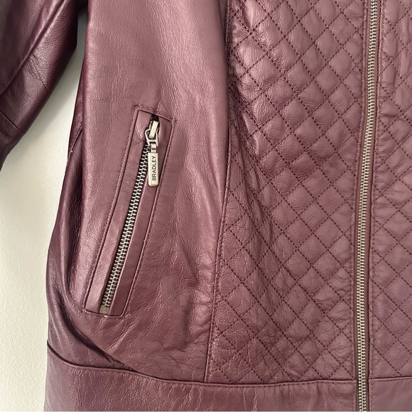 NWOT Bradley Bayou Moto Jacket Burgundy Purple Leather Quilt Size Small - Picture 3 of 12
